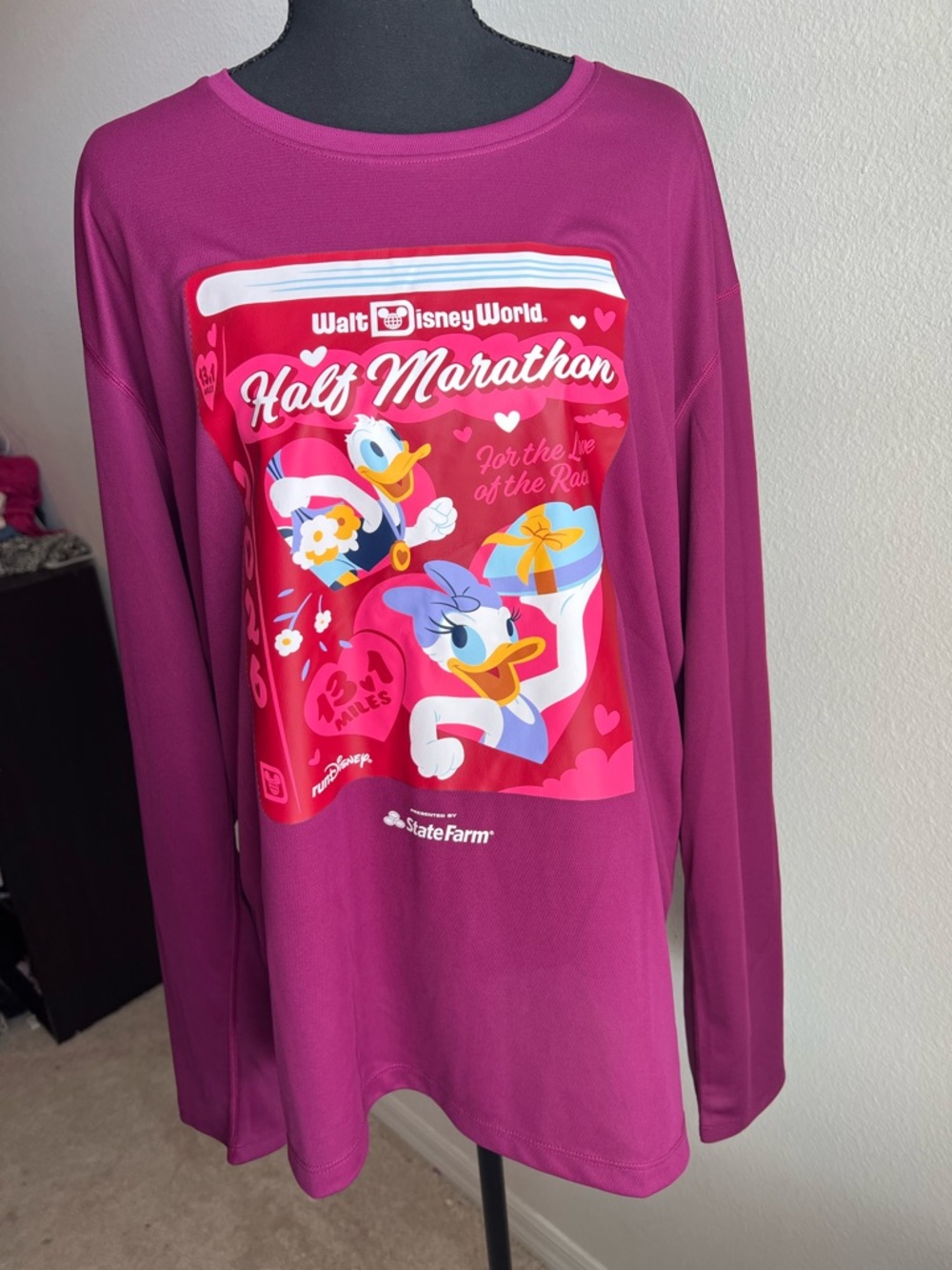 Brooks Magenta Walt Disney World Half Marathon Daisy Duck Long-Sleeve Tee